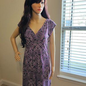 Ann Taylor ~ Size S ~ Purple/Black/White Geometric Print Dress